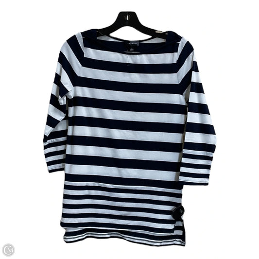 Top 3/4 Sleeve By Limited In Blue & White, Size: S
