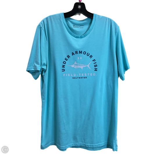 Athletic Top Short Sleeve By Under Armour In Teal, Size: L