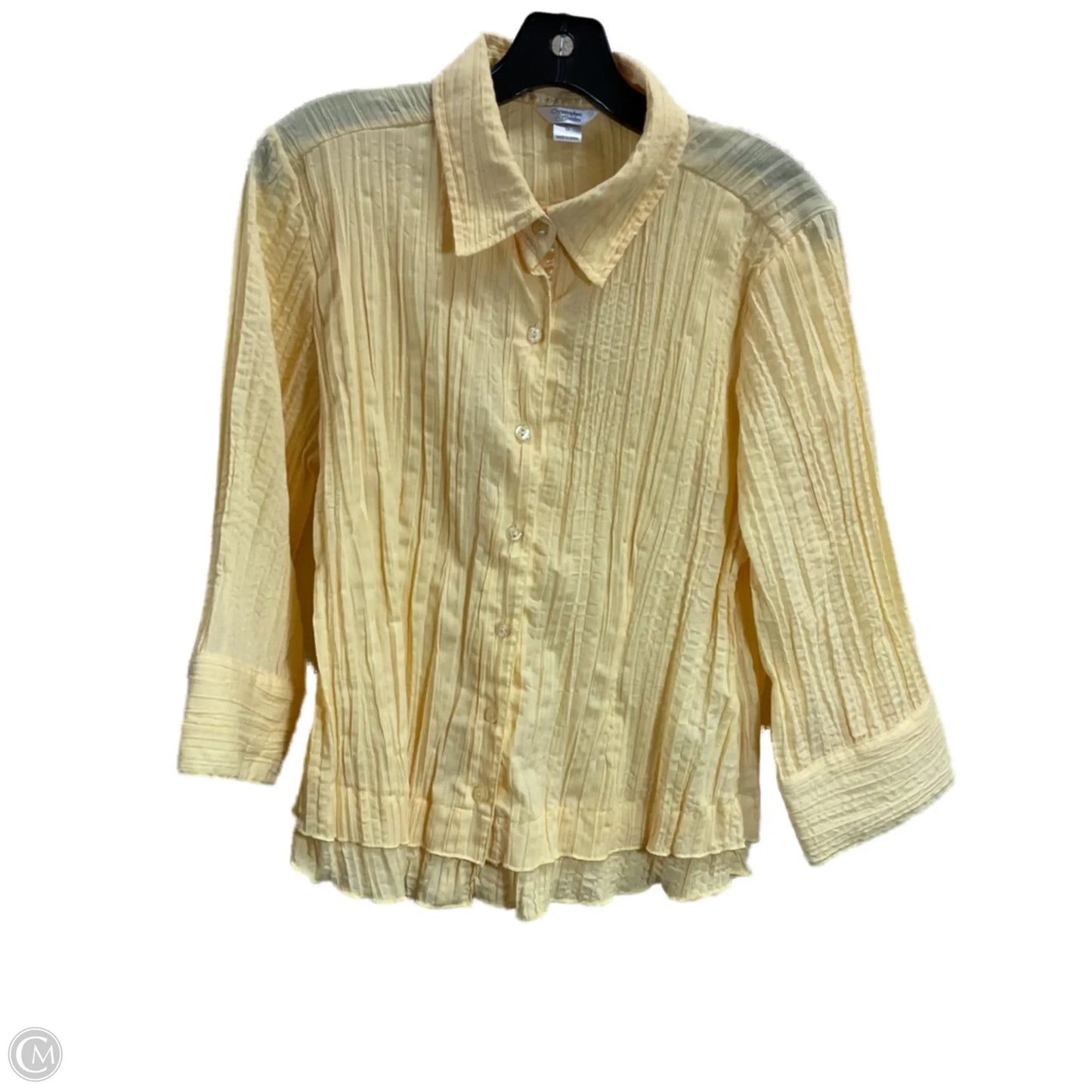 Blouse 3/4 Sleeve By Christopher And Banks In Yellow, Size: M