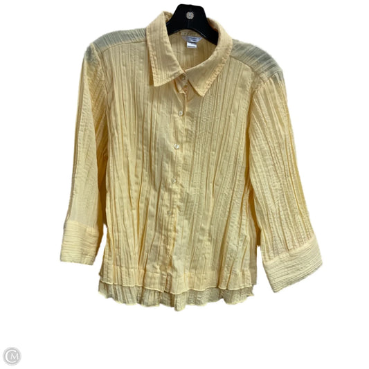 Blouse 3/4 Sleeve By Christopher And Banks In Yellow, Size: M