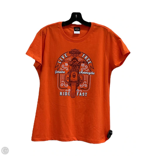 Top Short Sleeve By Harley Davidson In Orange, Size: M