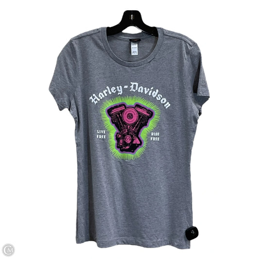 Top Short Sleeve By Harley Davidson In Grey, Size: M