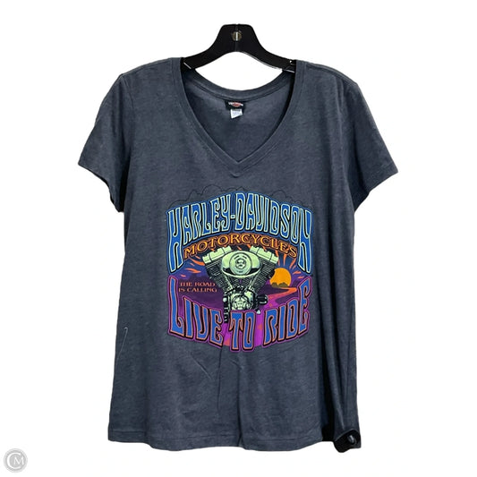 Top Short Sleeve By Harley Davidson In Grey, Size: M
