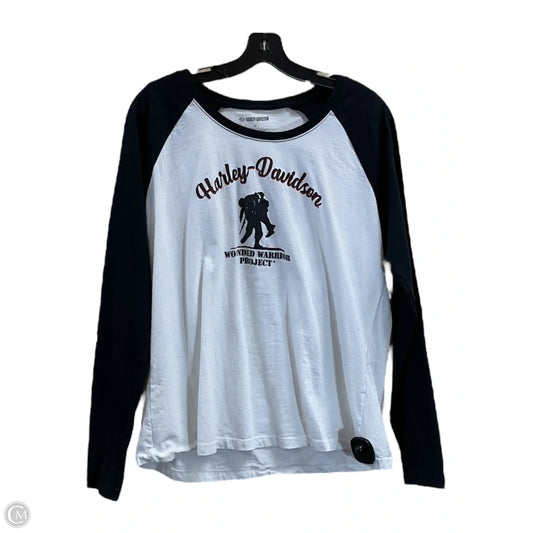 Top Long Sleeve By Harley Davidson In Black & White, Size: Xl