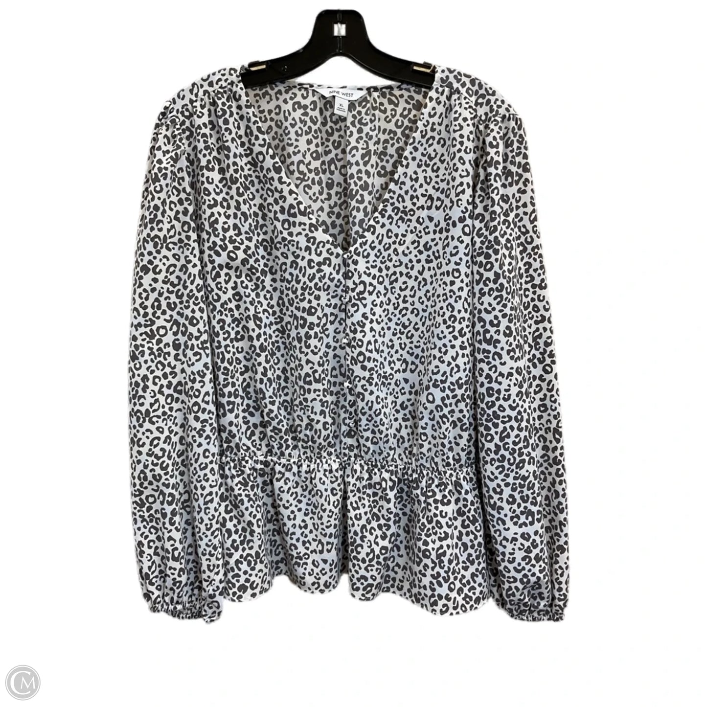 Top Long Sleeve By Nine West In Animal Print, Size: Xl