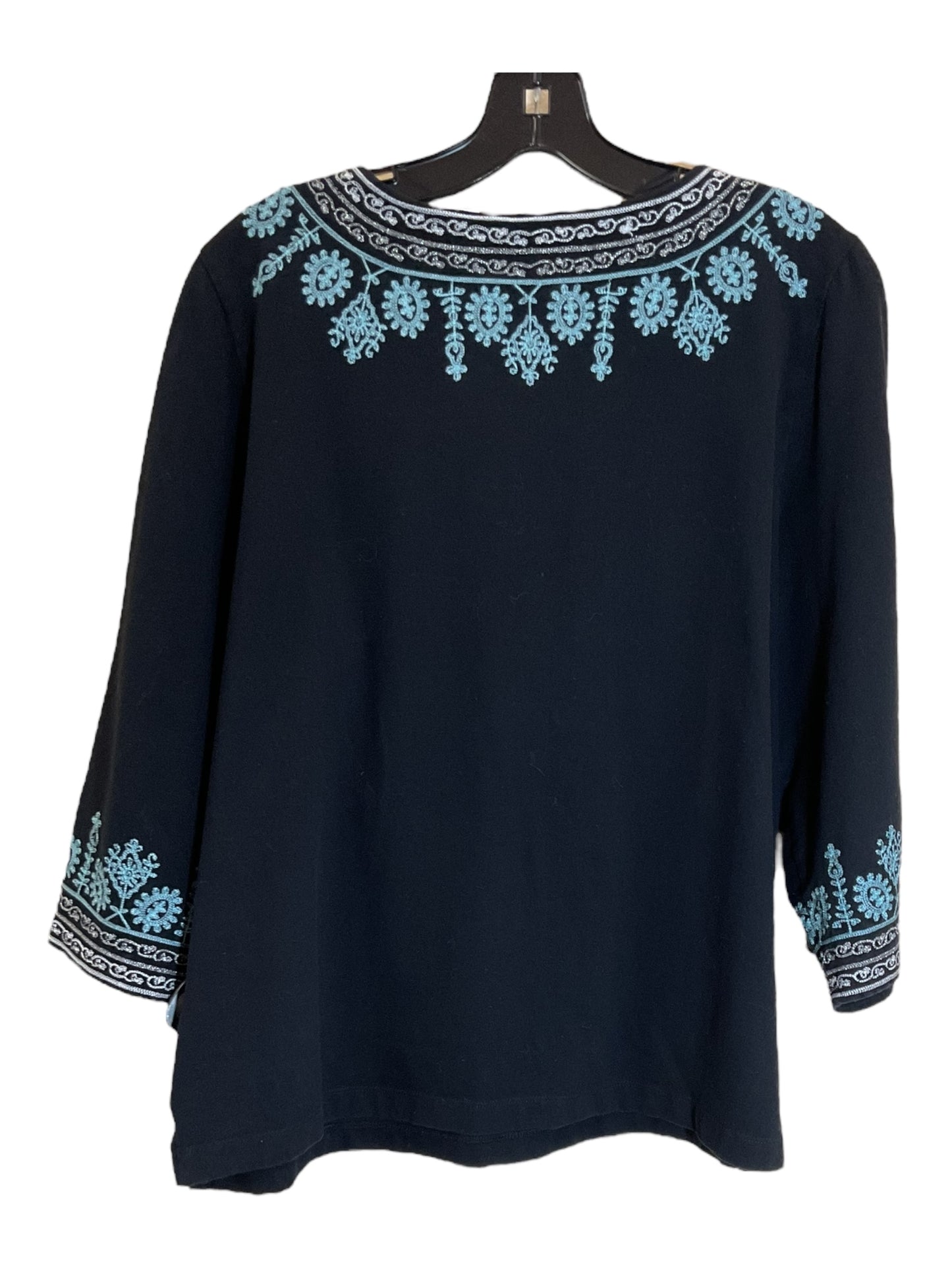 Top 3/4 Sleeve By Laura Ashley In Black, Size: 1x