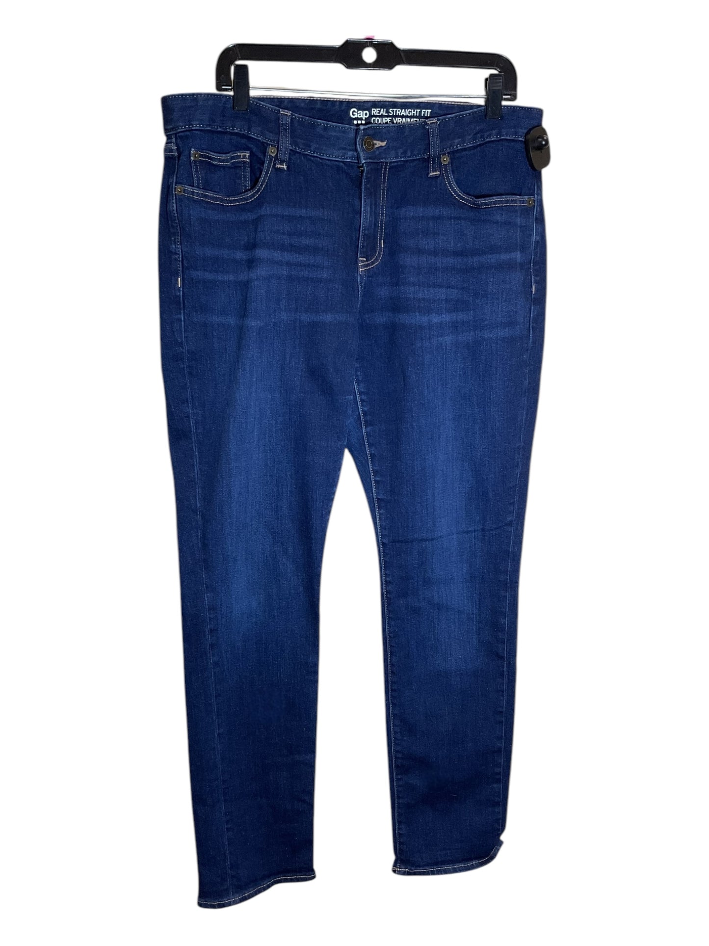 Jeans Straight By Gap In Blue Denim, Size: 14