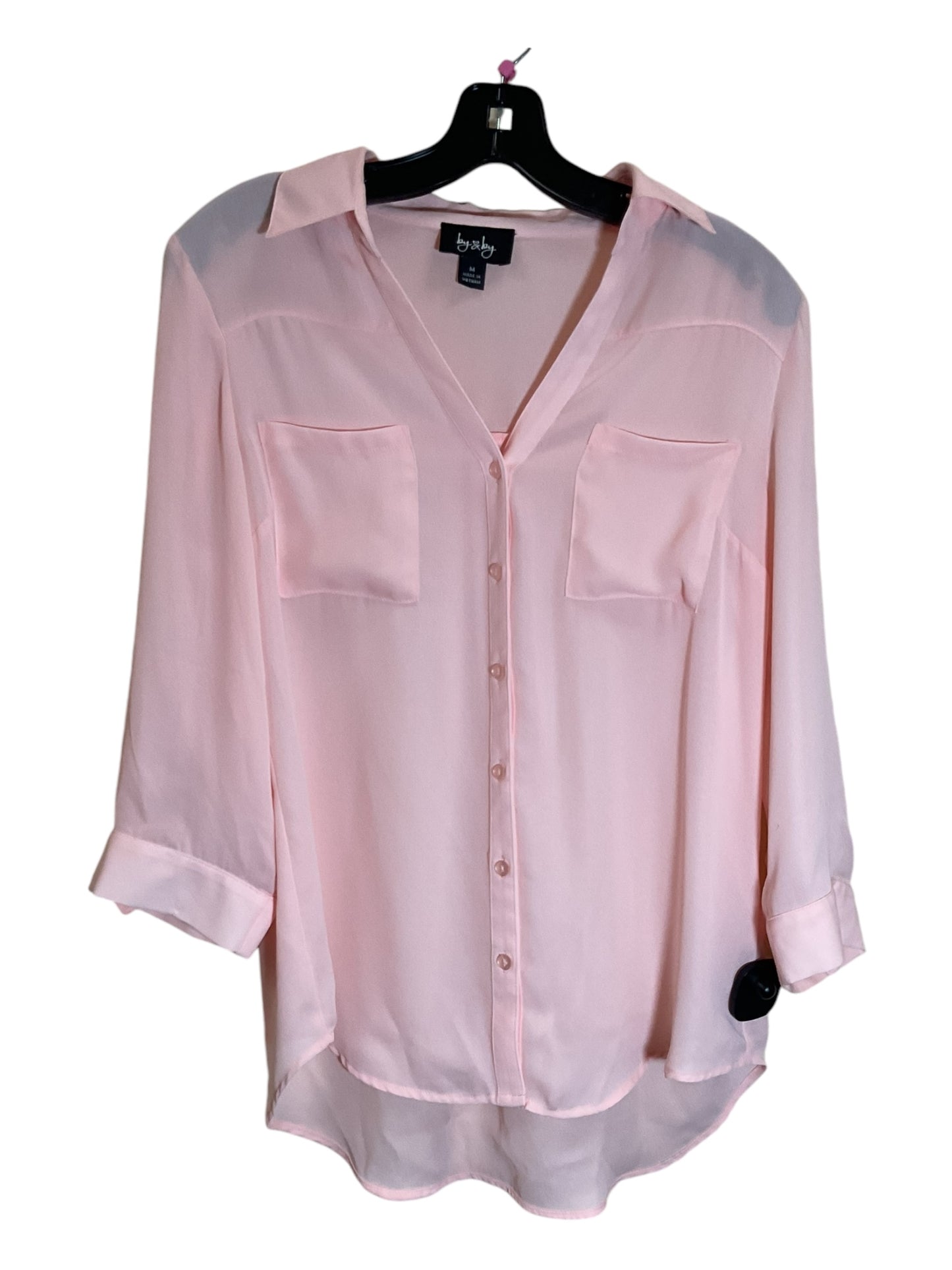 Blouse Long Sleeve By By & By In Pink, Size: M