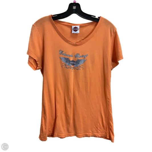 Top Short Sleeve By Harley Davidson In Orange, Size: M