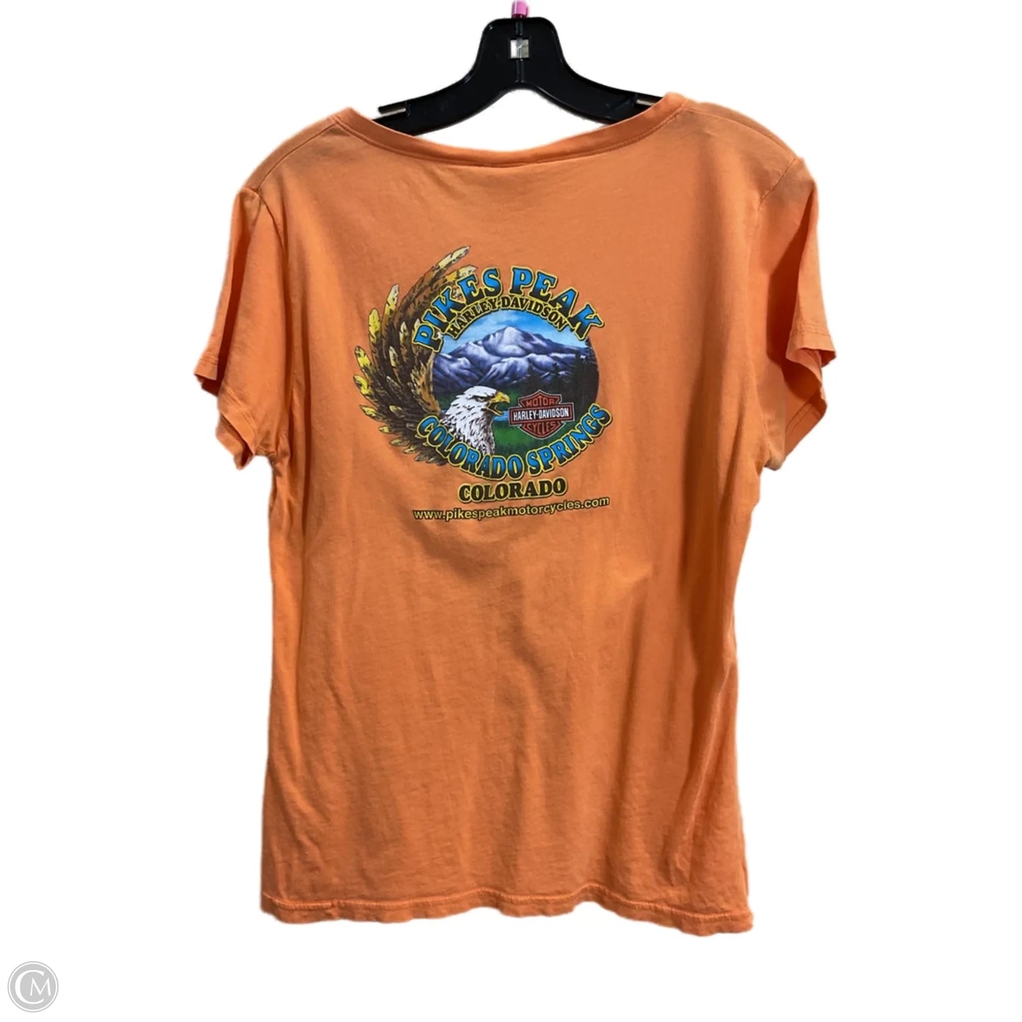 Top Short Sleeve By Harley Davidson In Orange, Size: M