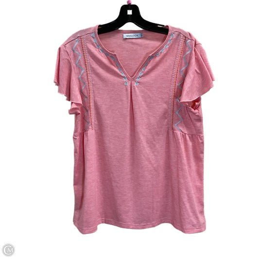 Top Short Sleeve By Misslook In Pink, Size: M
