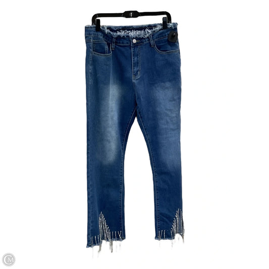 Jeans Flared By Zigzag Stripe In Blue Denim, Size: 10