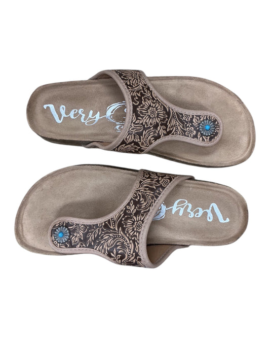 Sandals Flats By Very G In Brown, Size:8.5