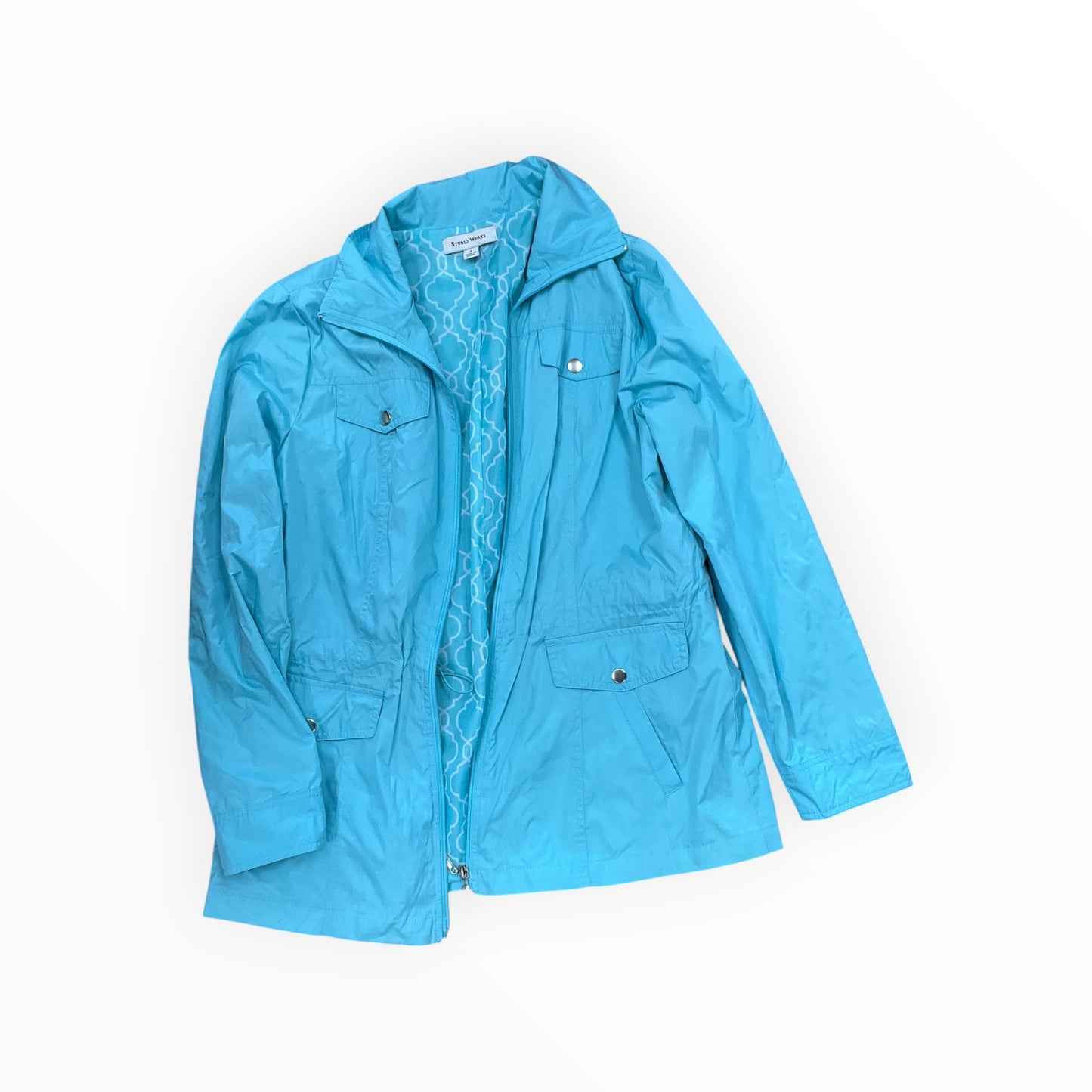 Jacket Windbreaker By Studio Works In Aqua, Size:S