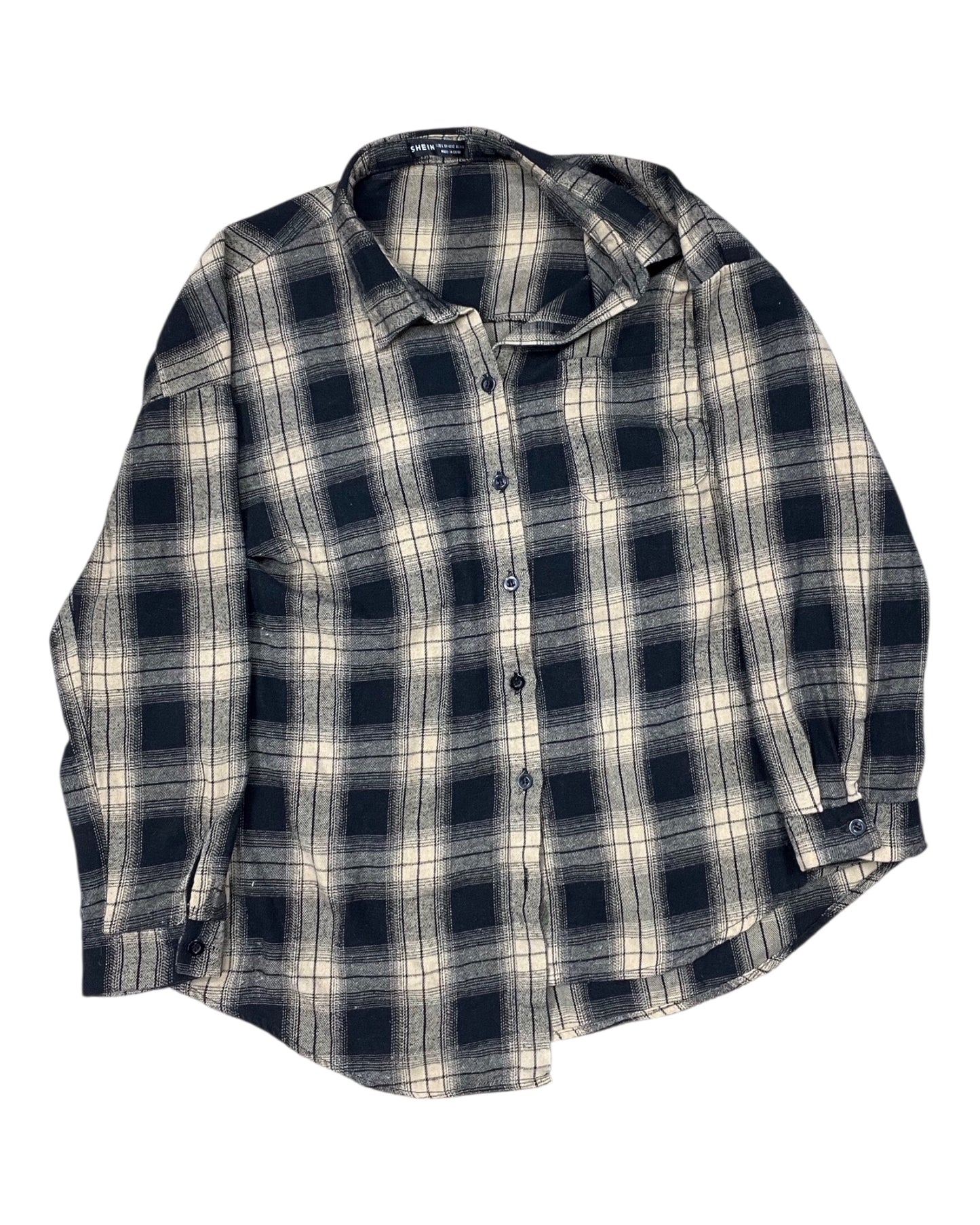 Blouse Ls By Shein In Black & Tan, Size:L