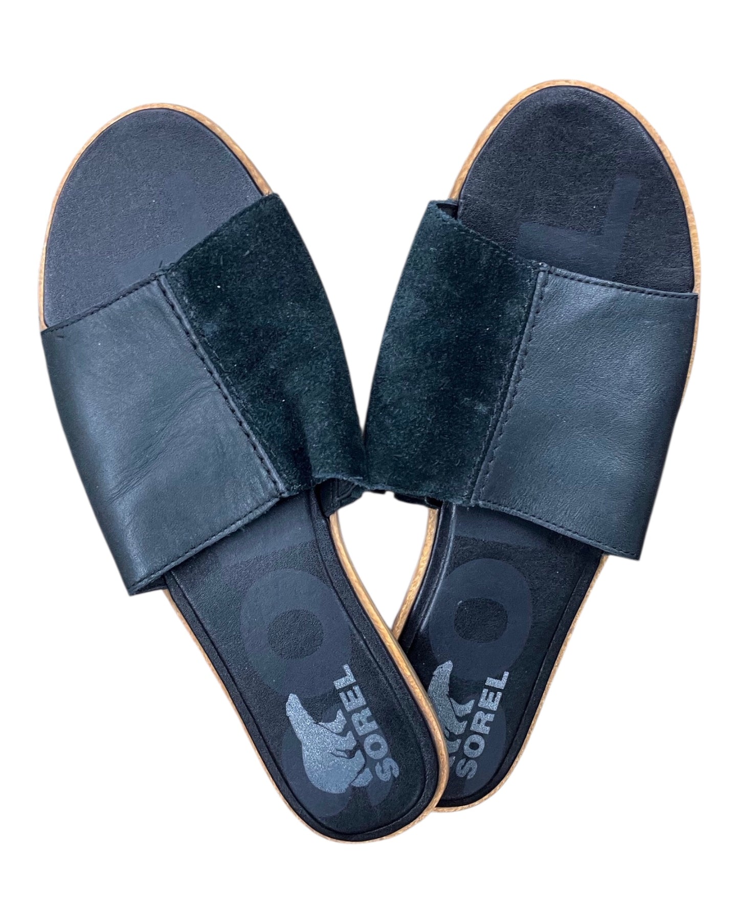 Sandals Flats By Sorel In Black, Size:9