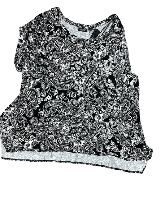 Top 3/4 Sleeve By Jones New York In Black & White, Size:2X