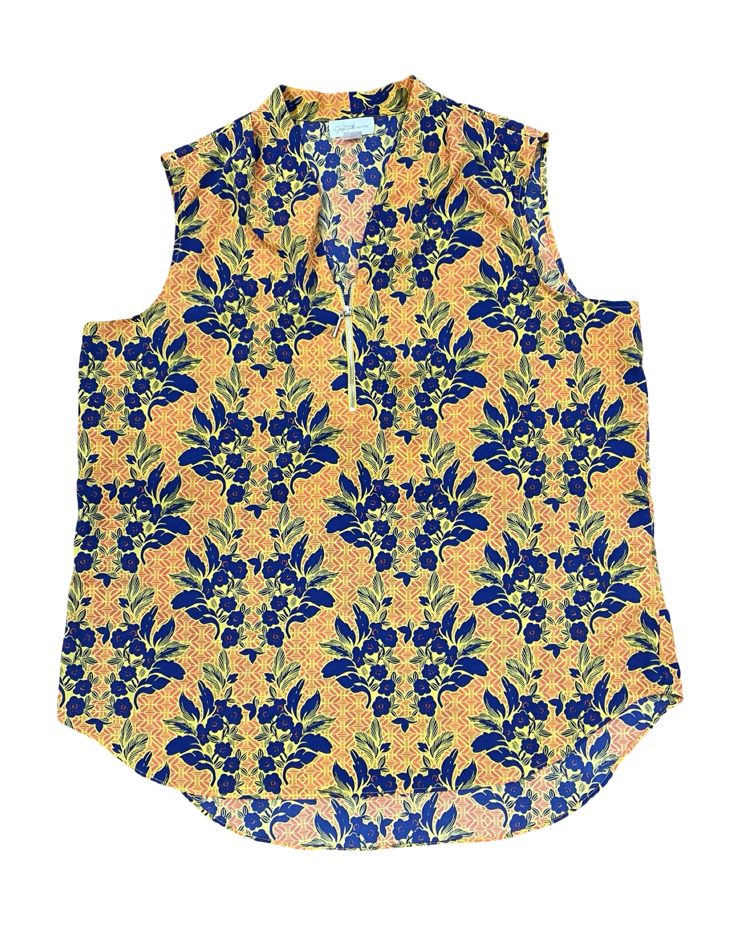 Top Sleeveless By Jaclyn Smith In Blue & Orange, Size:1X