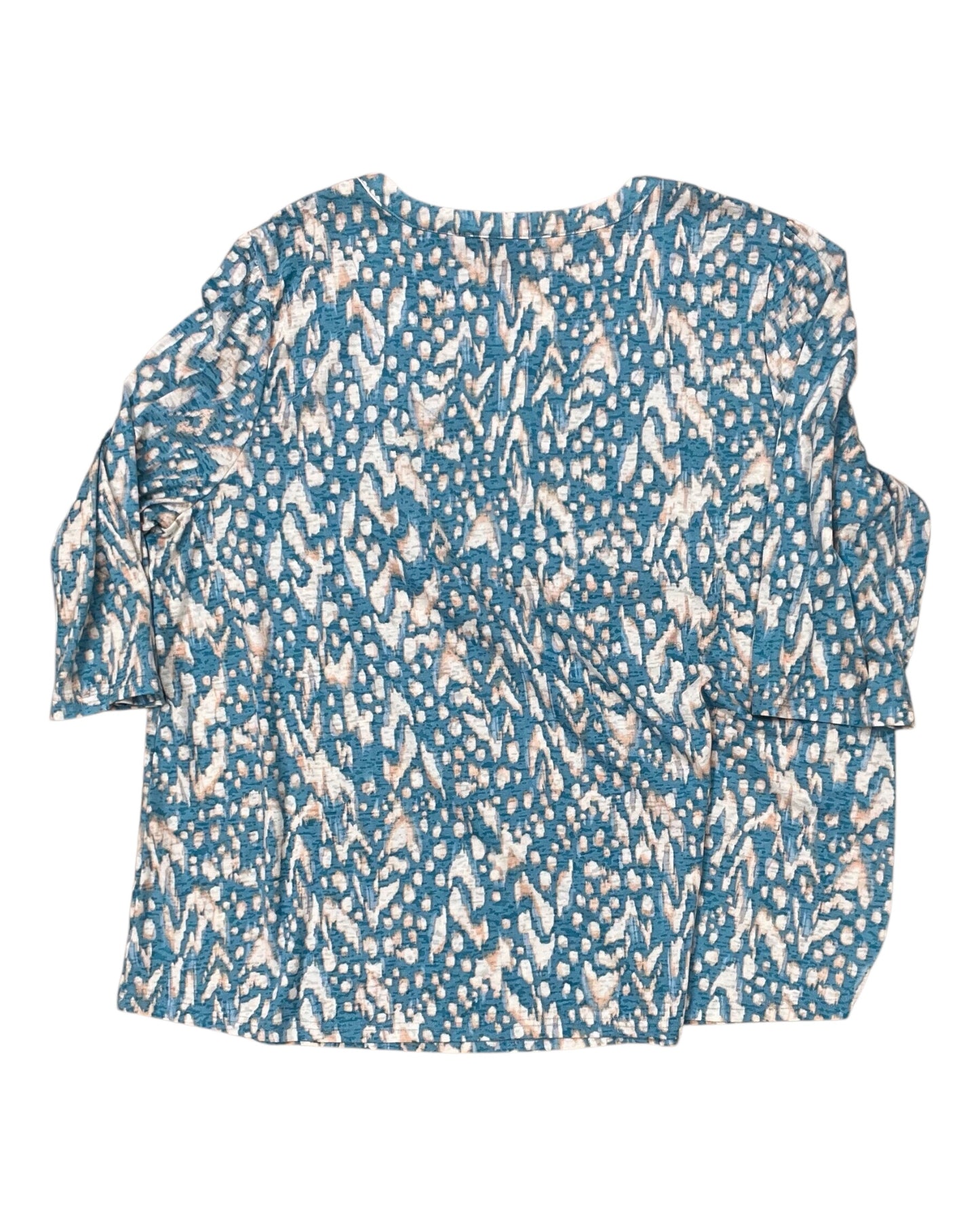 Top 3/4 Sleeve By Gloria Vanderbilt In Blue & White, Size:2X