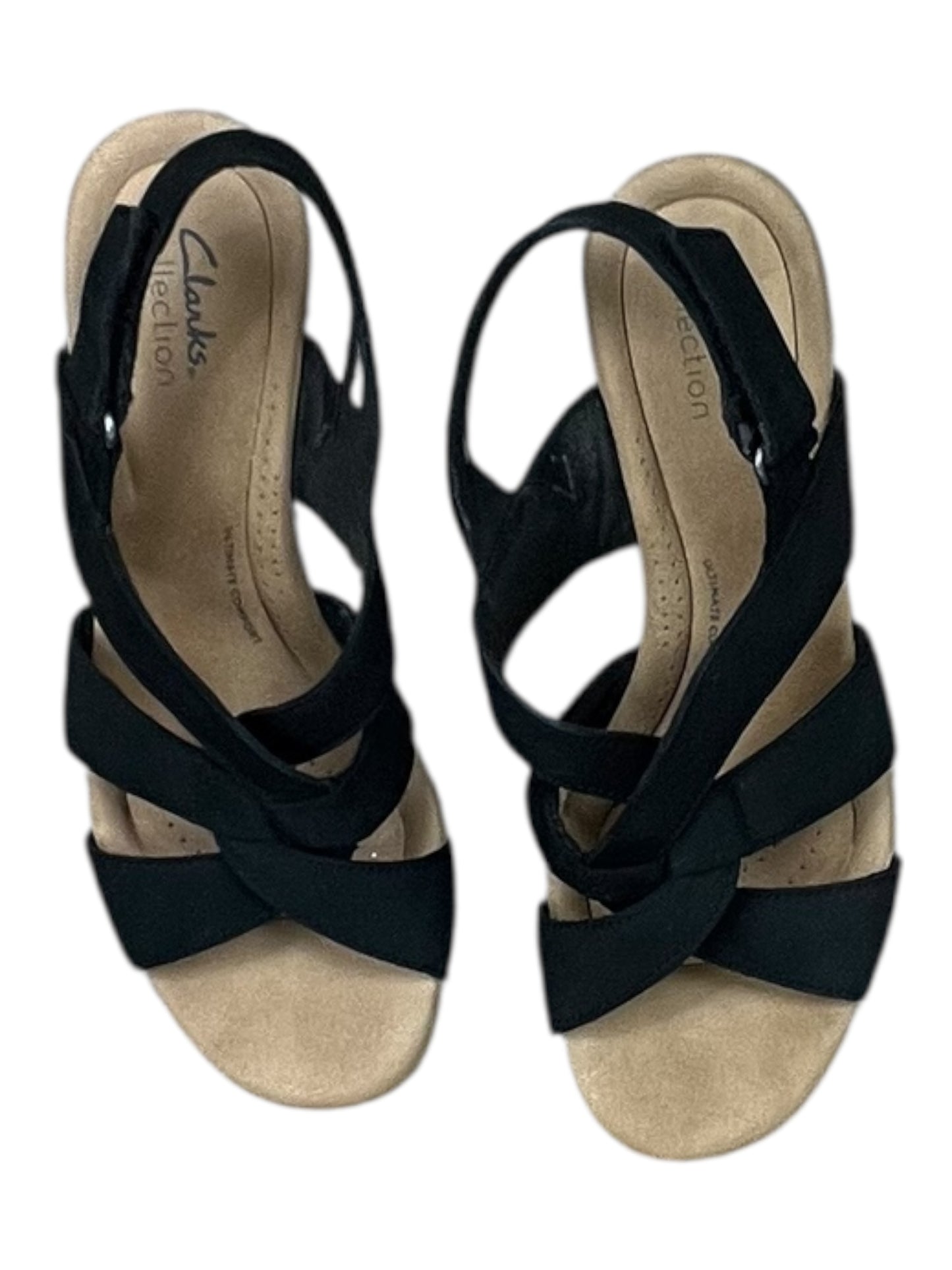 Sandals Heels Wedge By Clarks In Black, Size:9
