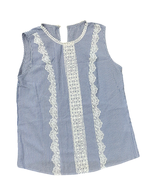 Top Sleeveless By Clothes Mentor In Blue & White, Size:L