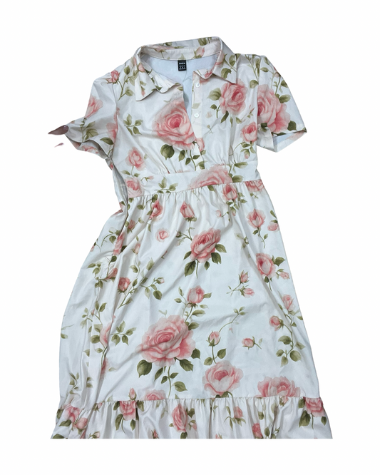 Dress Casual Maxi By Shein In Cream & Pink, Size:M