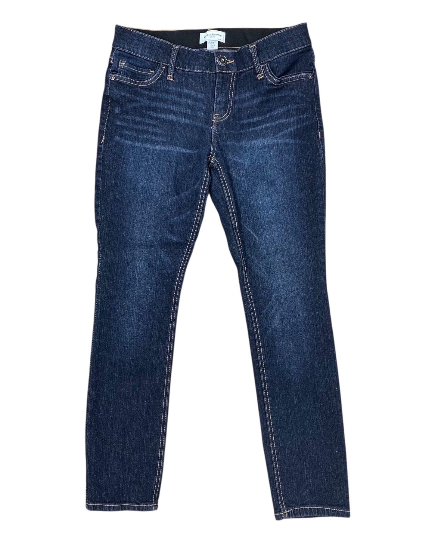 Jeans Straight By Liz Claiborne In Blue Denim, Size:6P