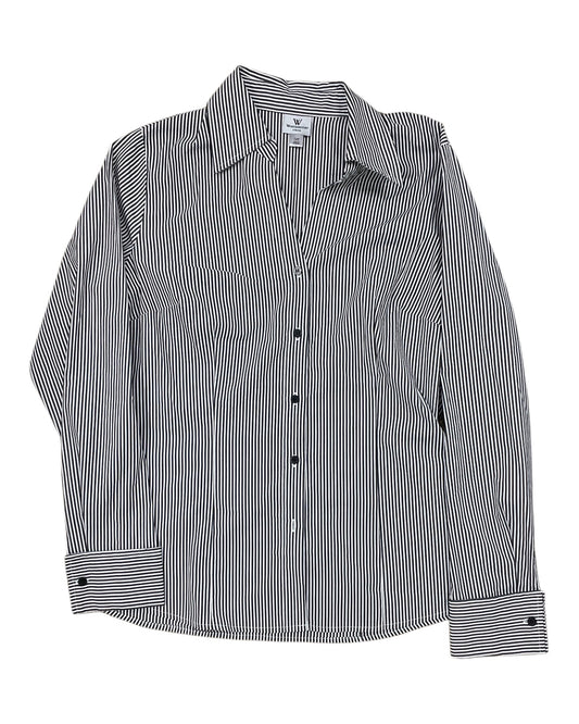 Blouse Ls By Worthington In Grey & White, Size:L