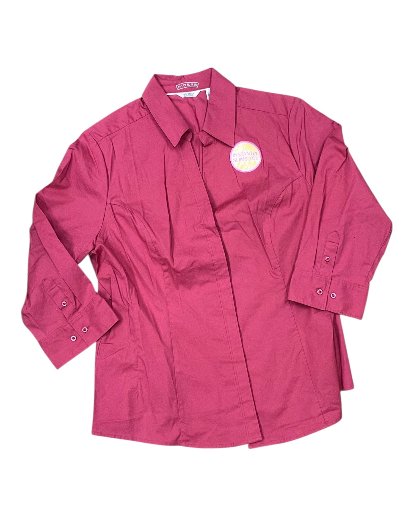Top 3/4 Sleeve By Riders In Pink, Size:Xl