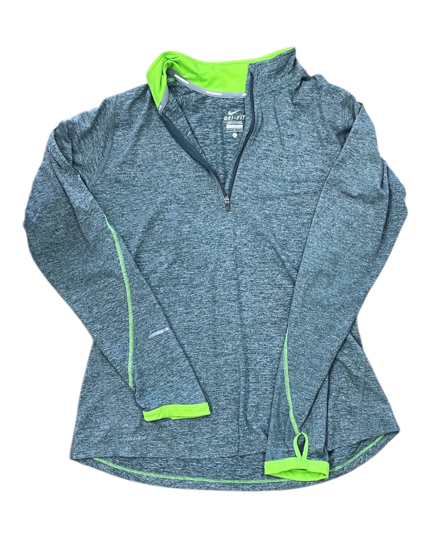 Athletic Top Ls Crewneck By Nike In Green, Size:L