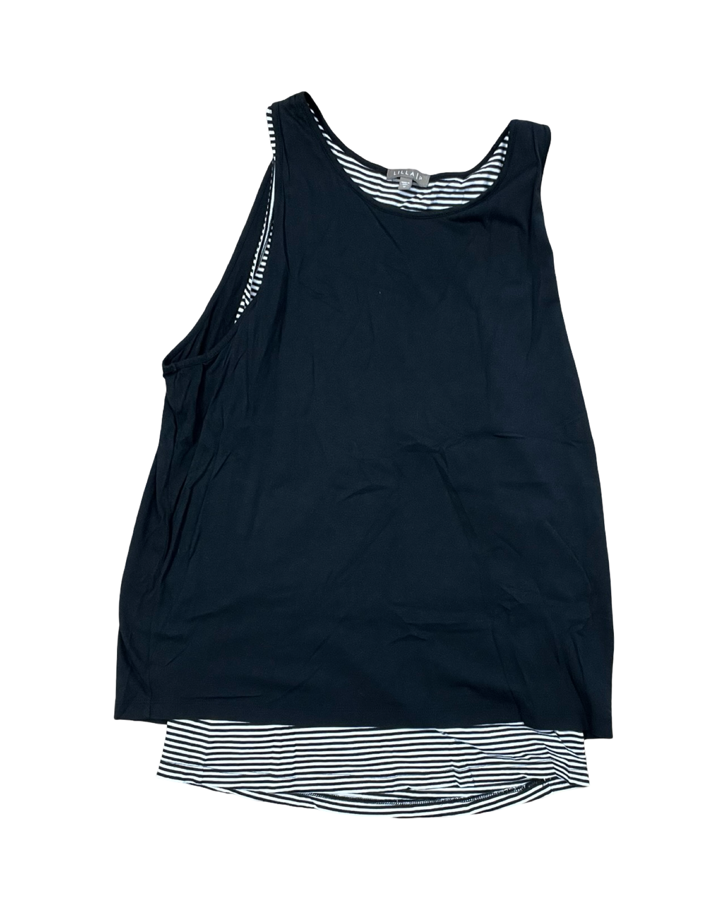 Top Sleeveless By Lilla P In Black & White, Size:M
