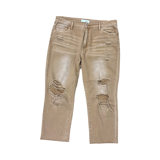 Jeans Straight By Vervet In Brown, Size:14