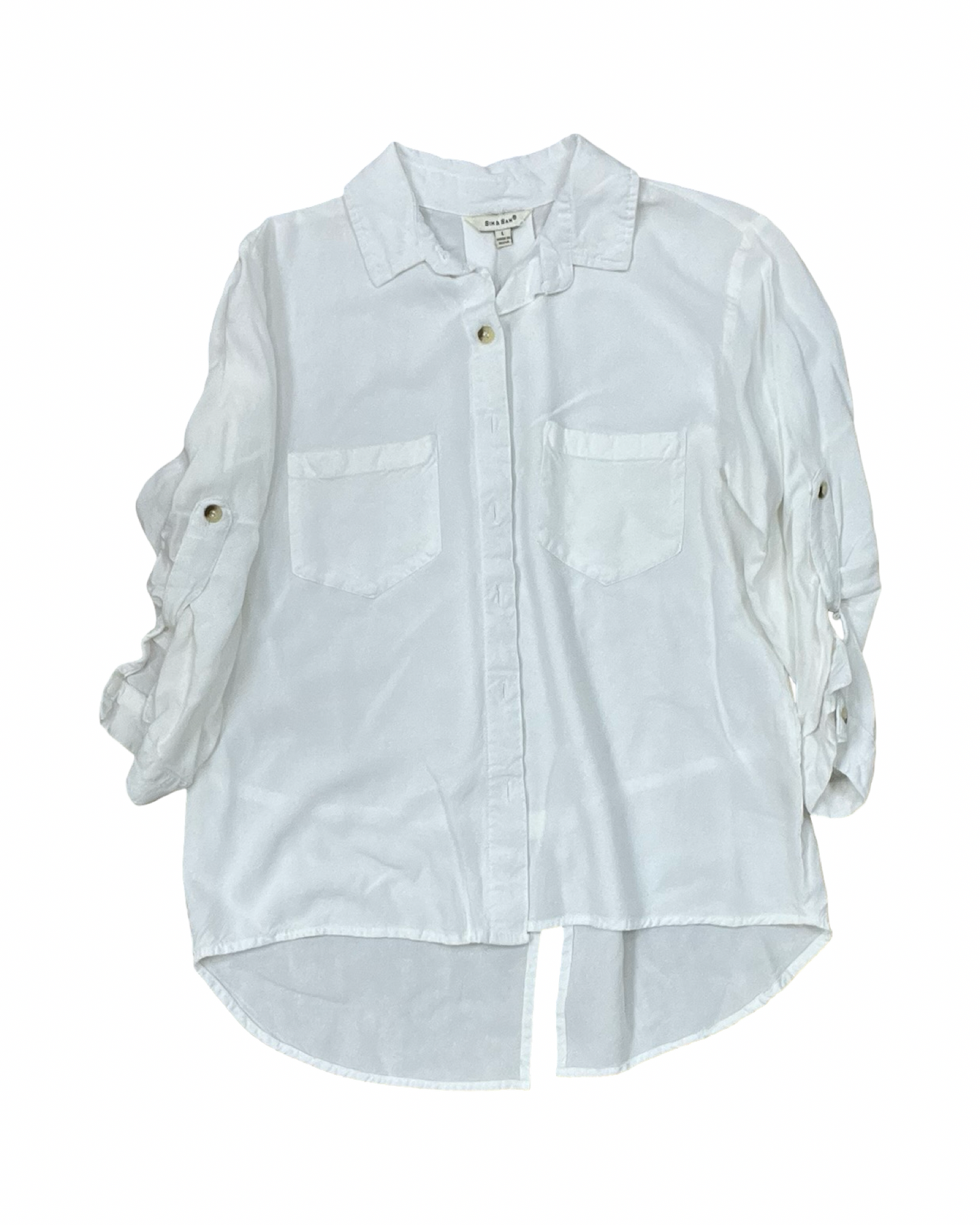 Blouse Ls By Sim & Sam In White, Size:L