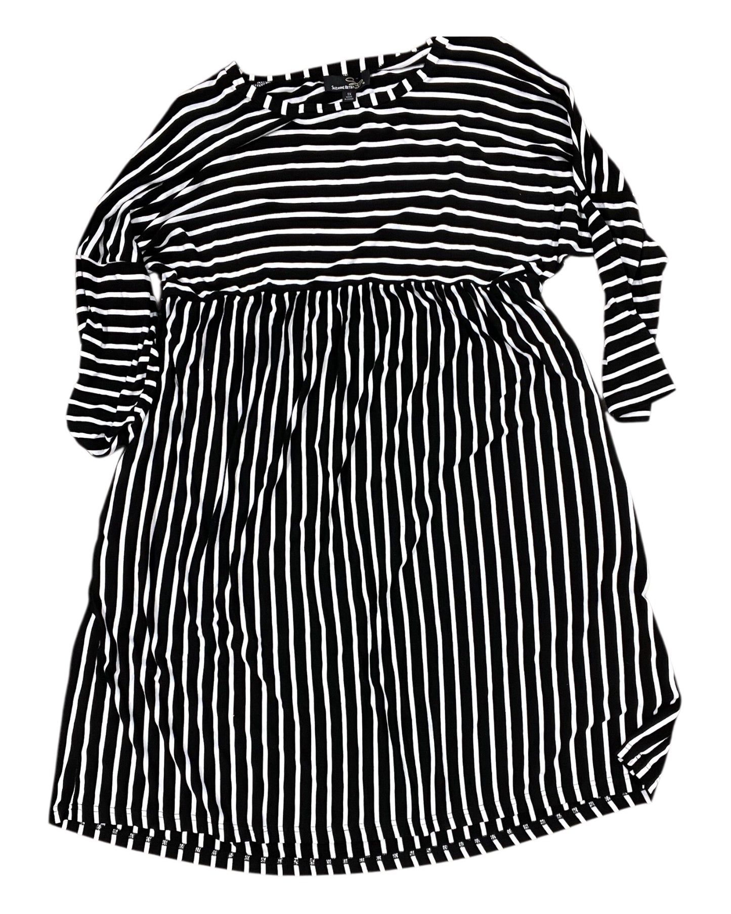Dress Casual Midi By Suzanne Betro In Black & White, Size:1X