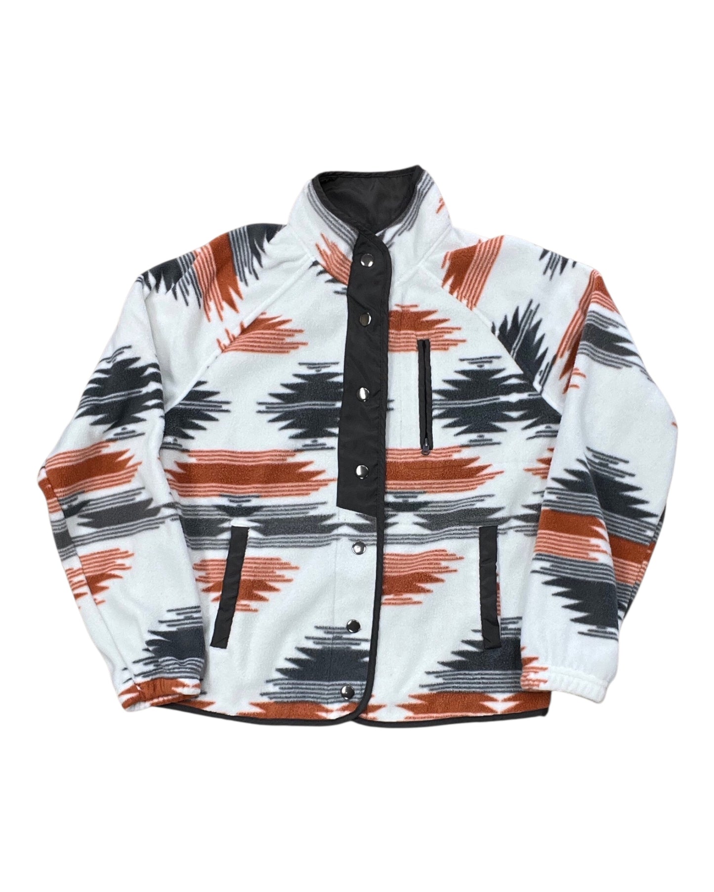 Jacket Fleece By Clothes Mentor In Grey & White, Size:Xs