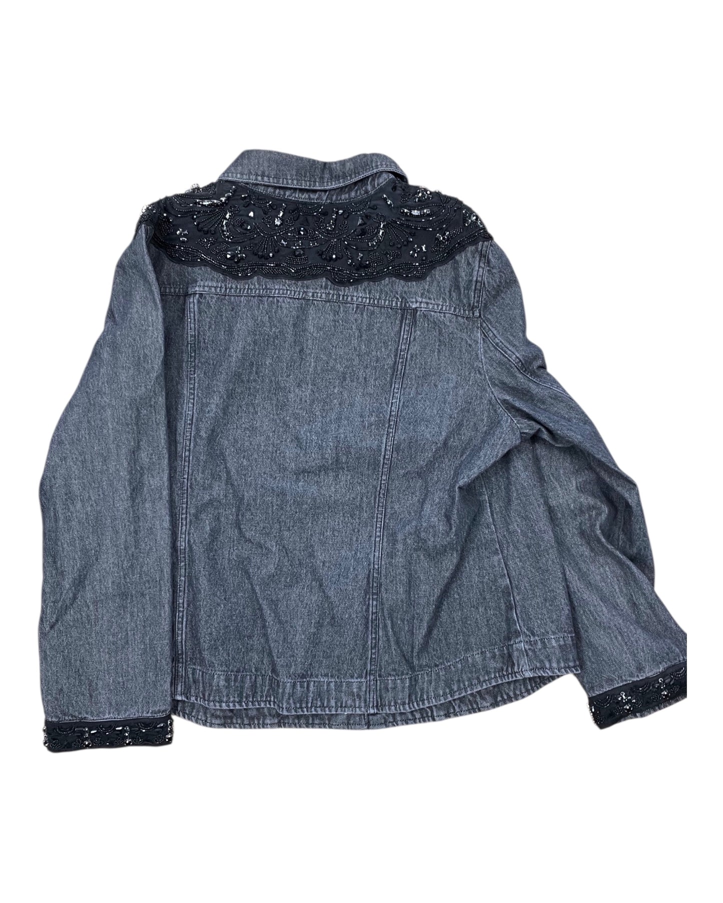 Jacket Denim By Chicos In Black Denim, Size:1X