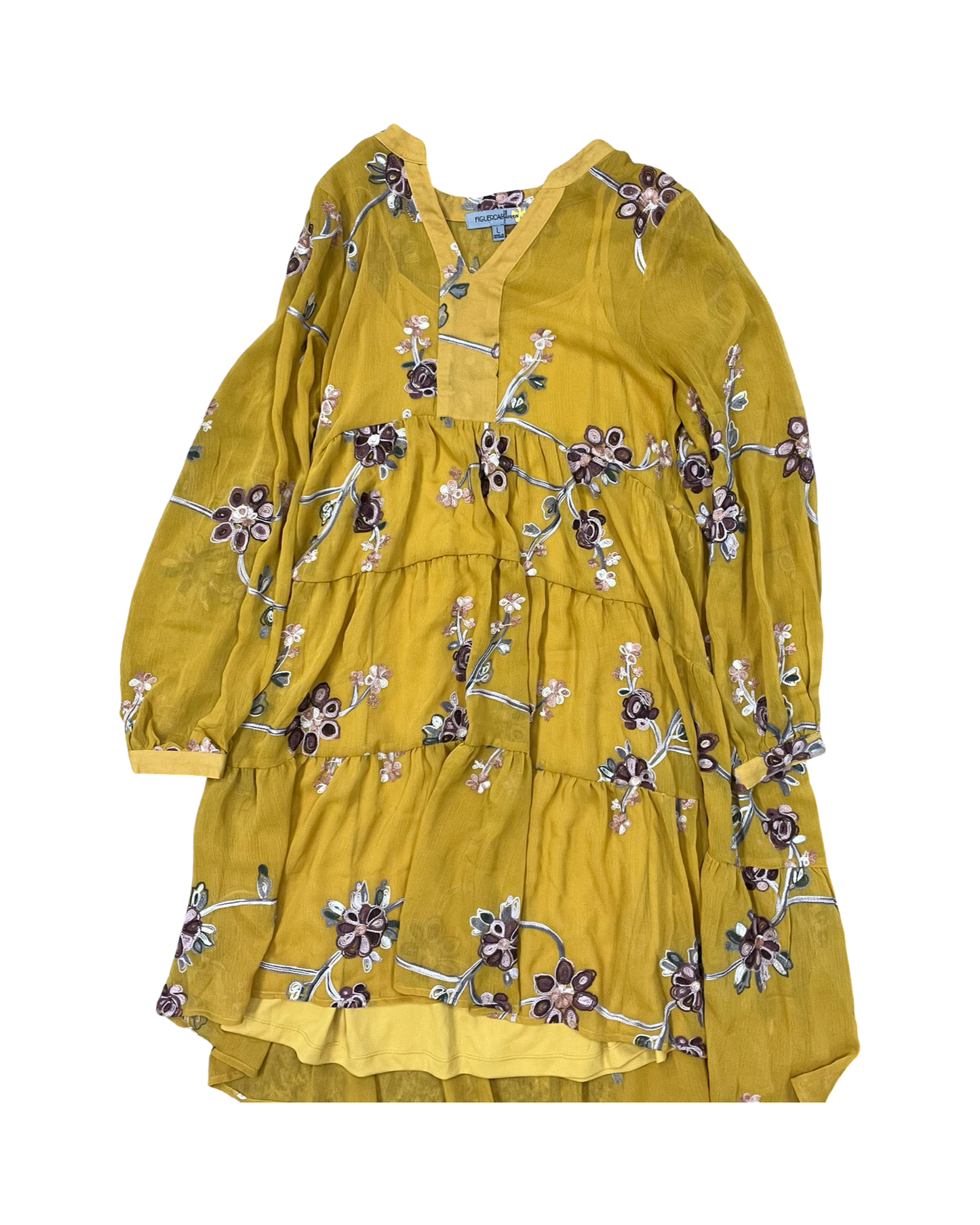 Dress Casual Midi By Figuero & Flower In Gold, Size:L