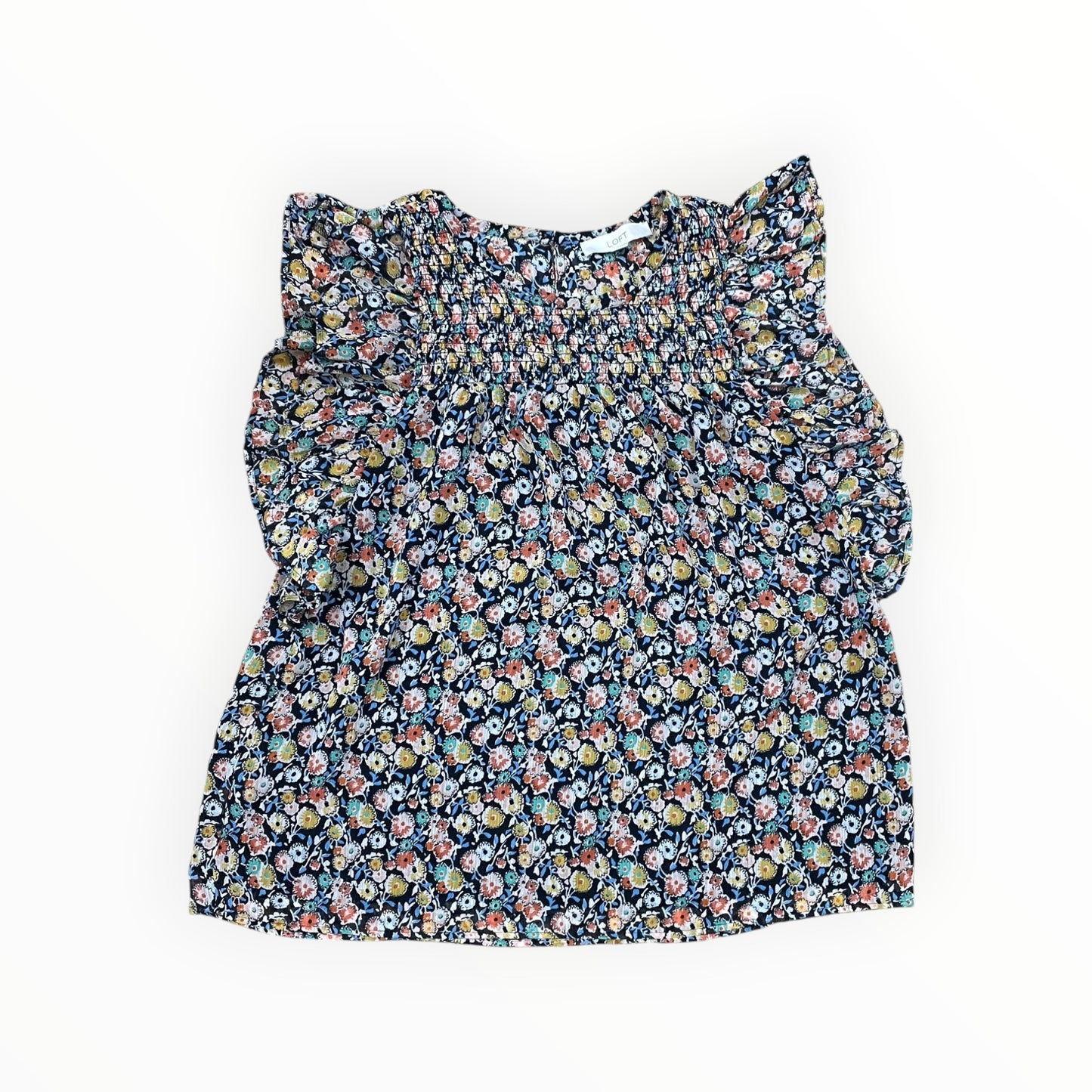 Top Sleeveless By Loft In Blue & Yellow, Size:L