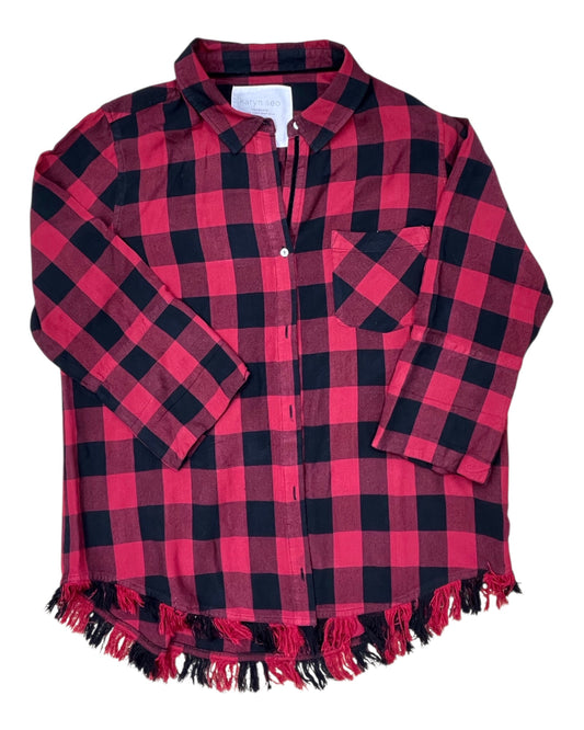 Top Ls By Clothes Mentor In Black & Red, Size:Xl