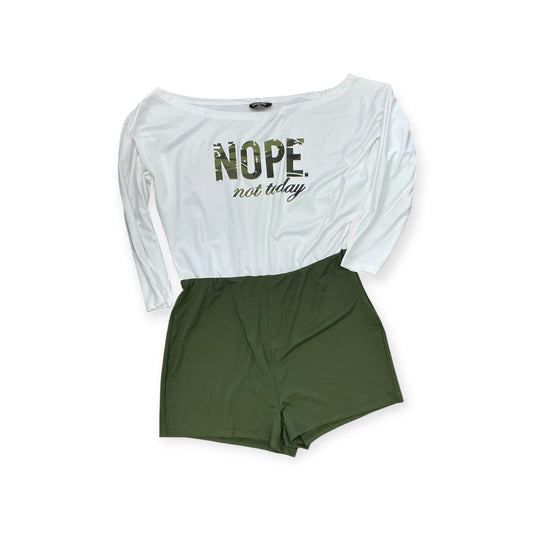 Romper By Chicme In Green & White, Size:Xl