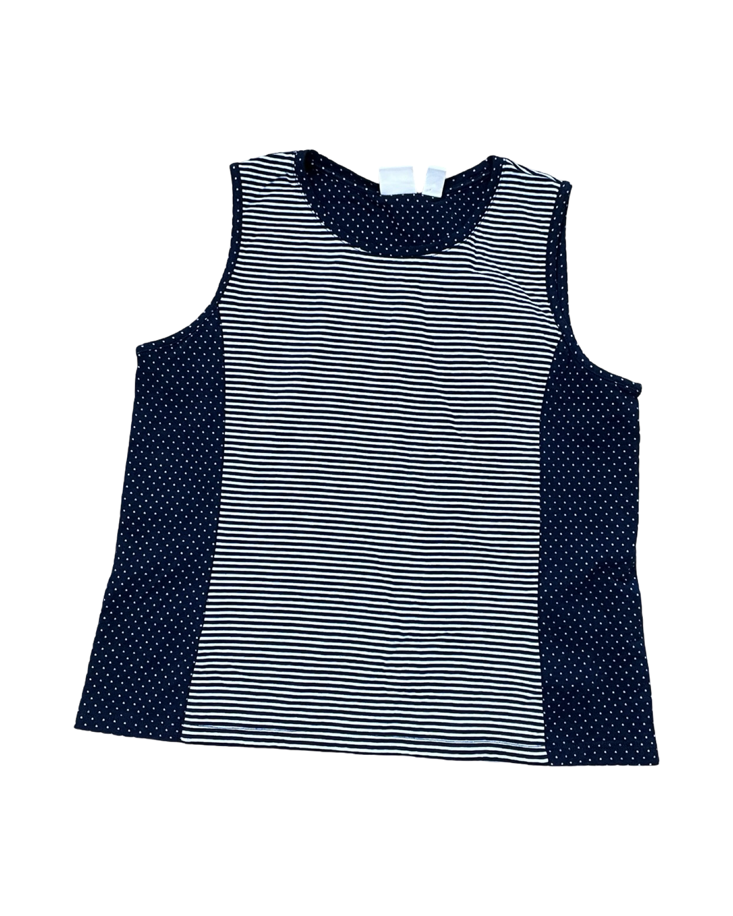 Top Sleeveless By Chicos In Blue & White, Size:L