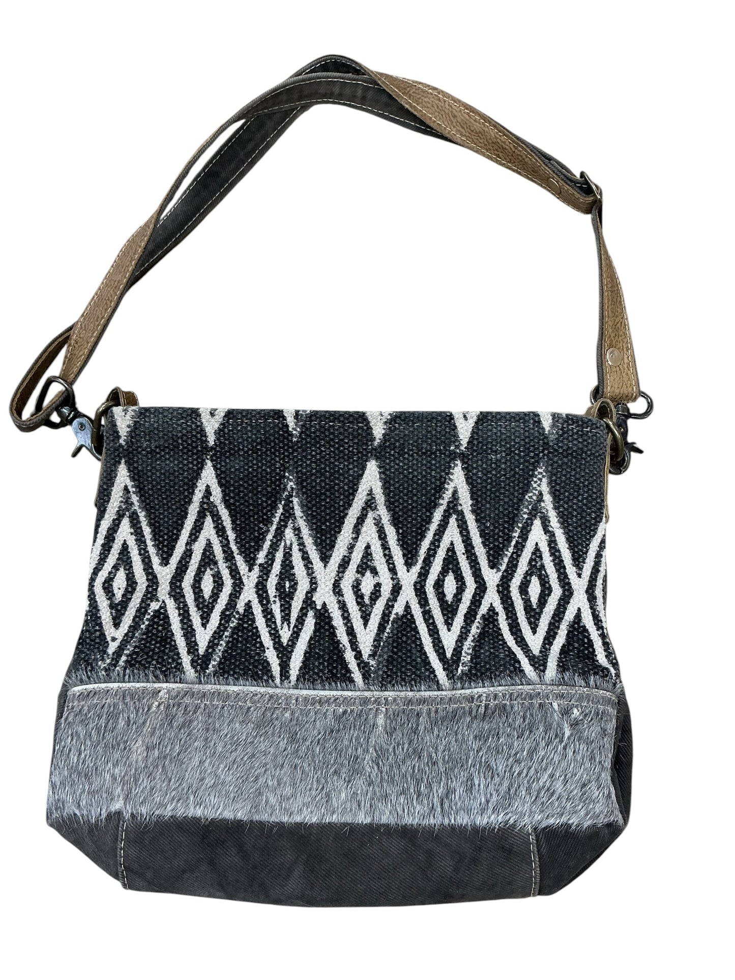 Crossbody By Myra In Cream & Grey, Size:Medium