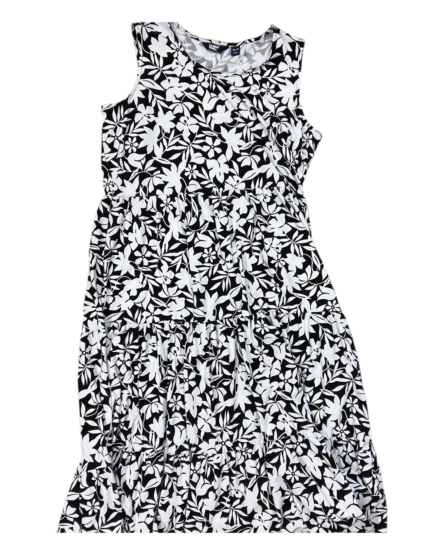 Dress Casual Maxi By Lands End In Black & White, Size:Xl