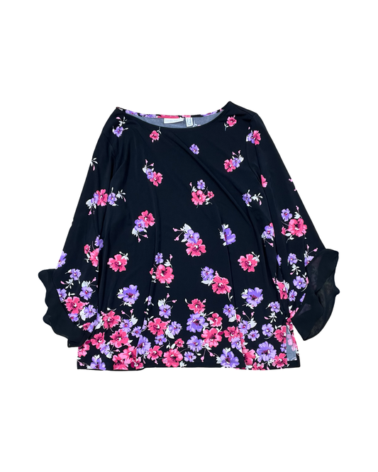Top 3/4 Sleeve By Susan Graver In Black, Size:1X