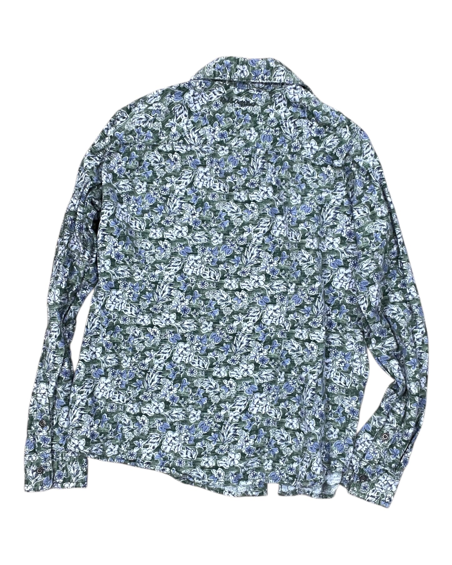 Blouse Ls By Clothes Mentor In Green & White, Size:L