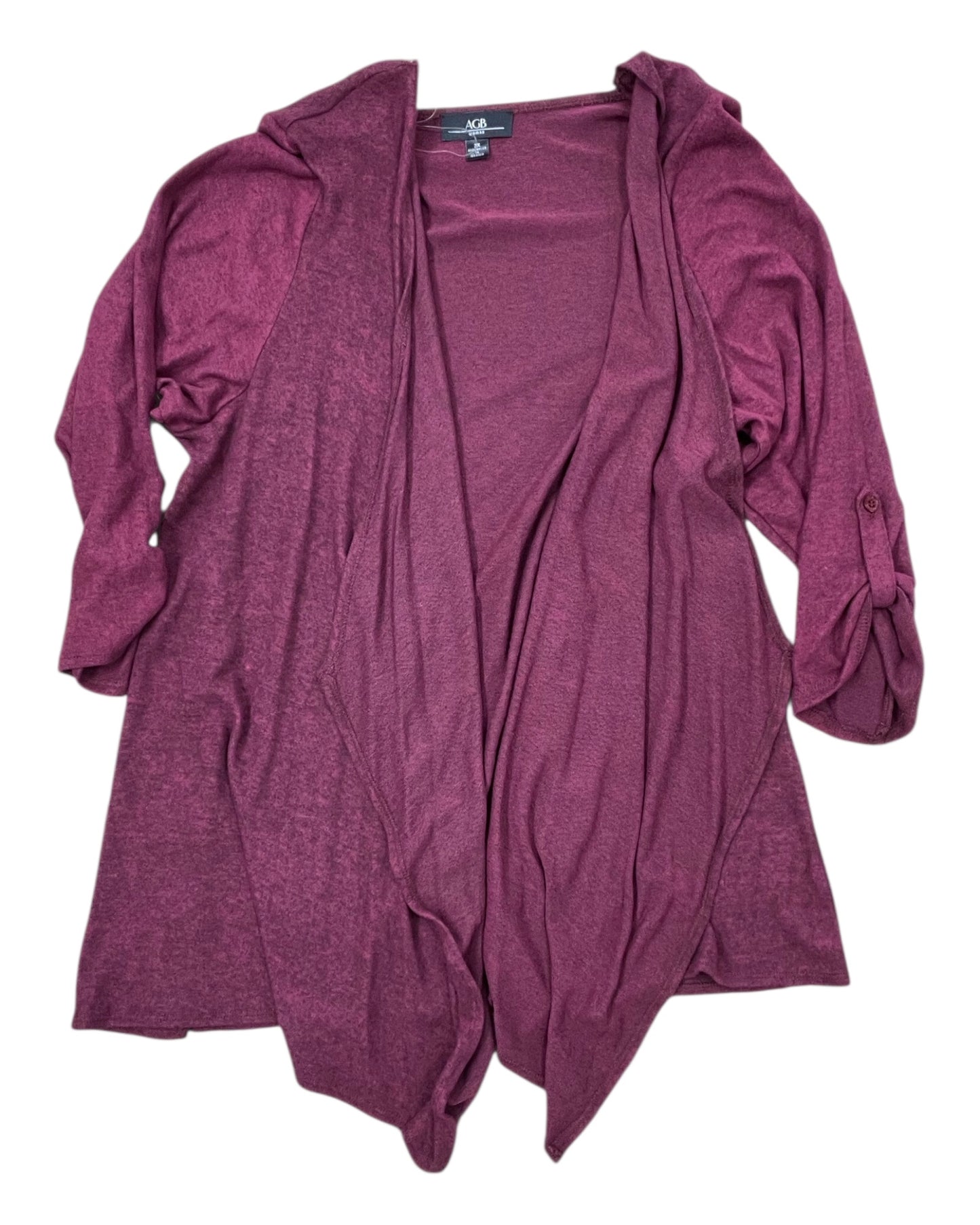 Cardigan By Agb In Maroon, Size:3X