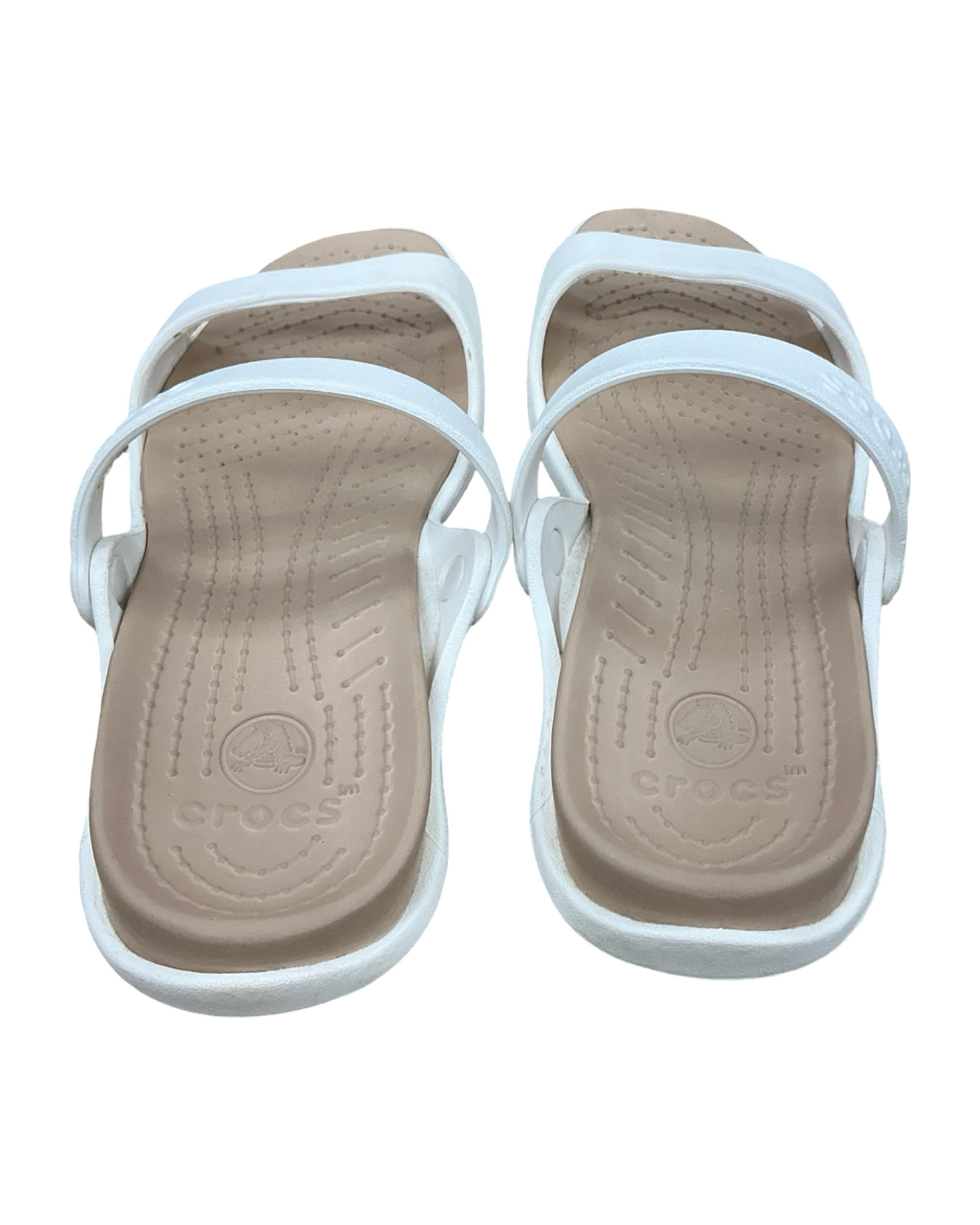 Sandals Flats By Crocs In White, Size:9
