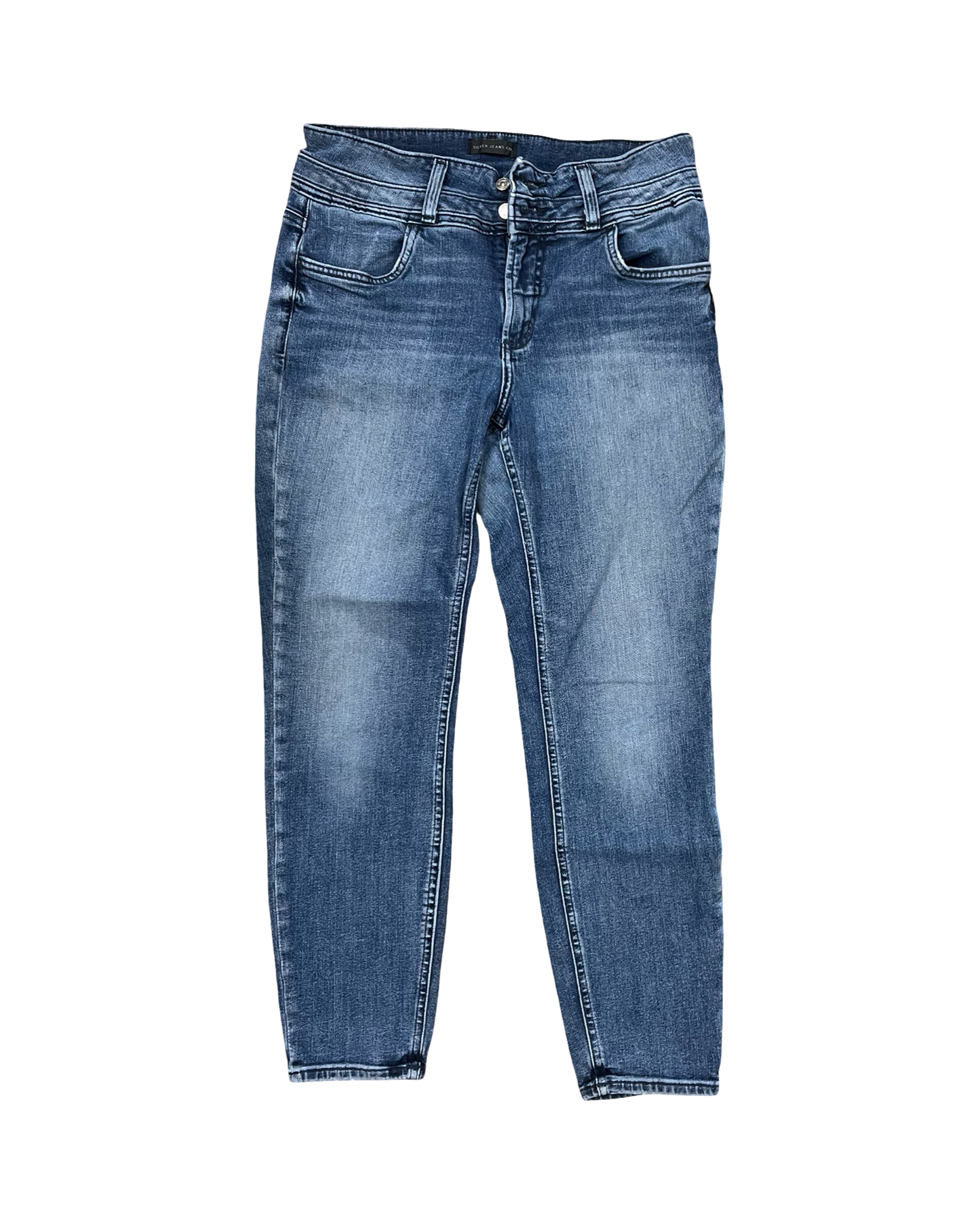 Jeans Skinny By Silver In Blue Denim, Size:12
