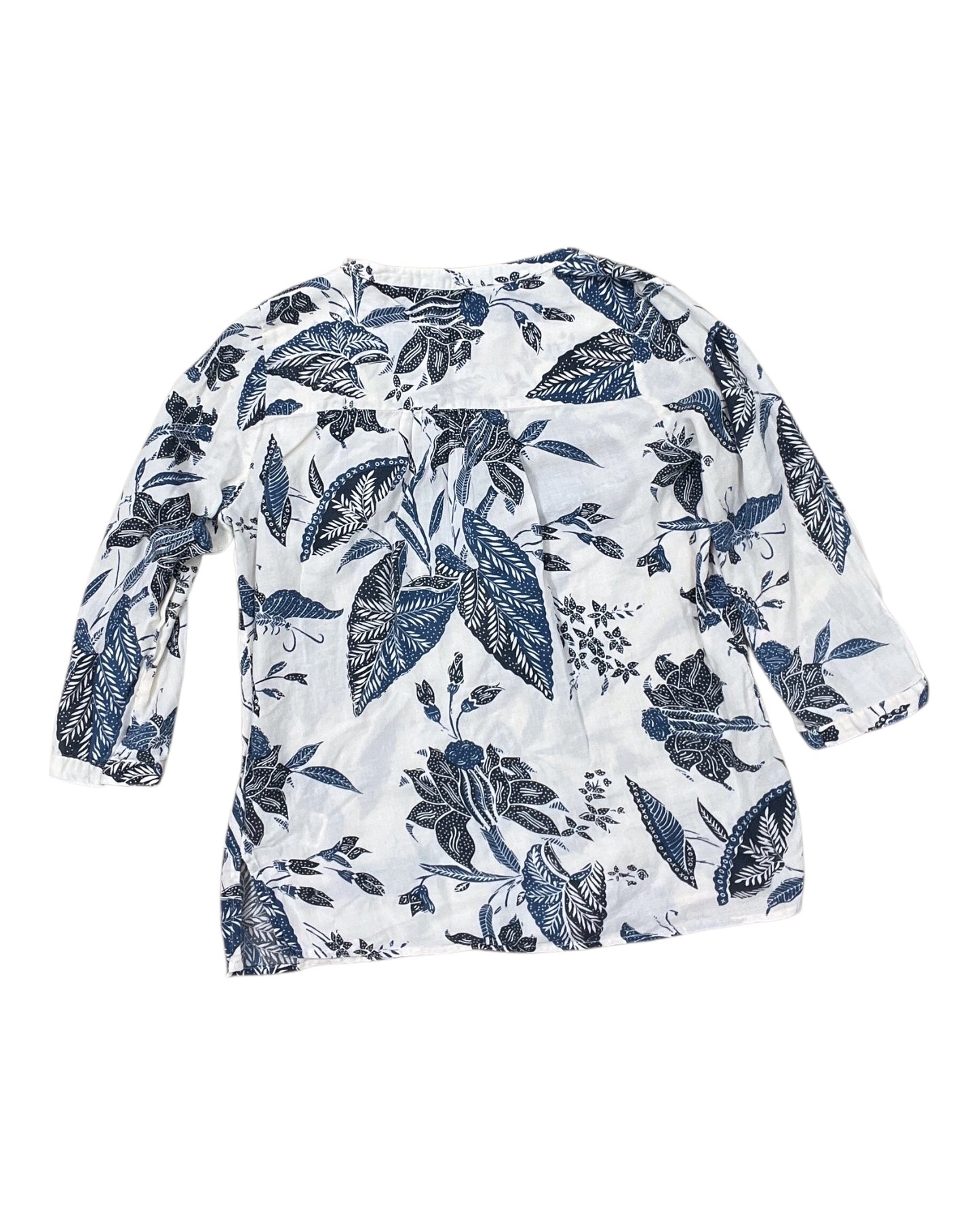 Top 3/4 Sleeve By Lucky Brand In Blue & Cream, Size:Xs
