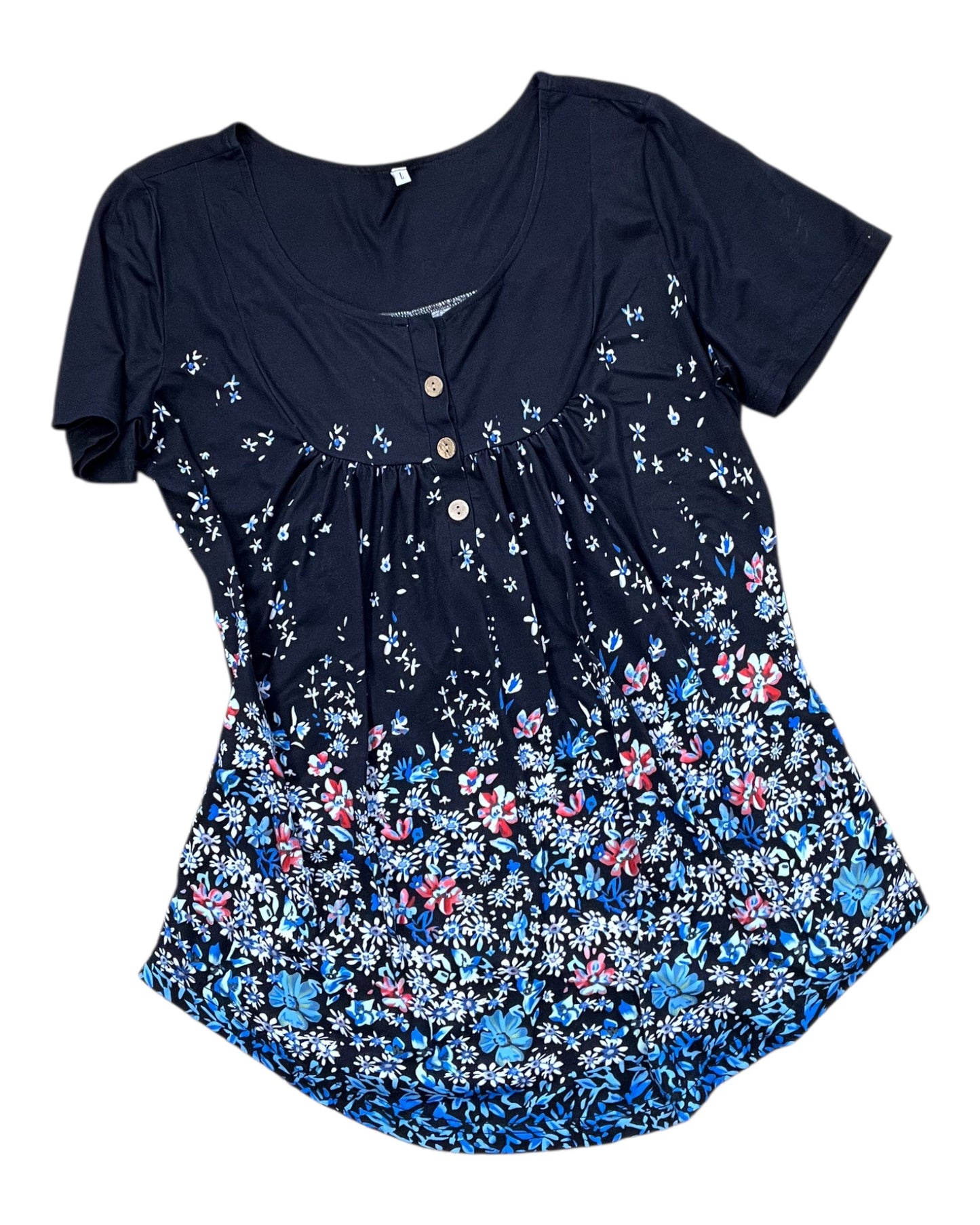 Top Ss By Clothes Mentor In Black & Blue, Size:L